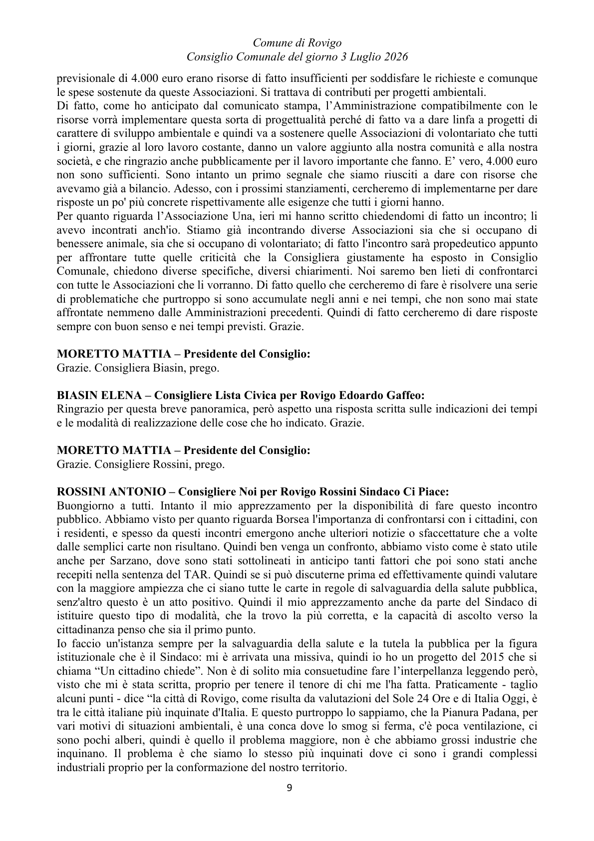 Pagina 9 del verbale