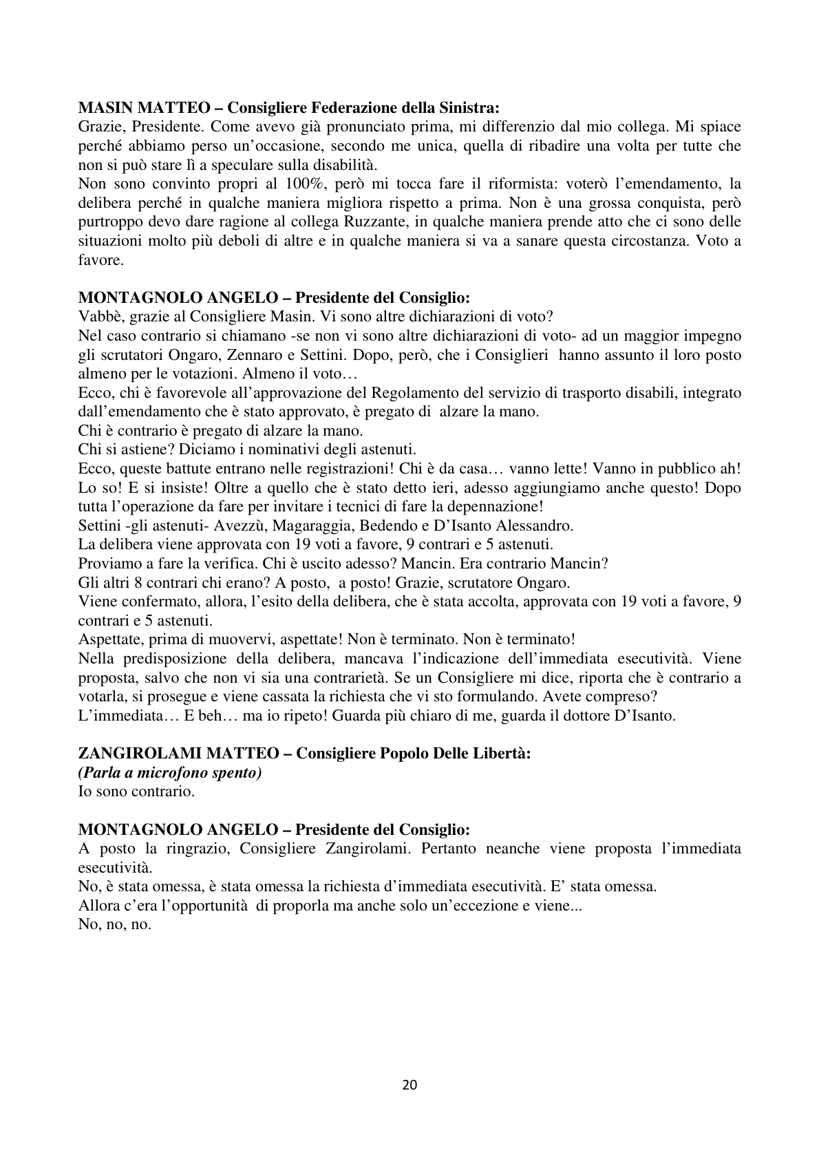 Pagina 20 del verbale