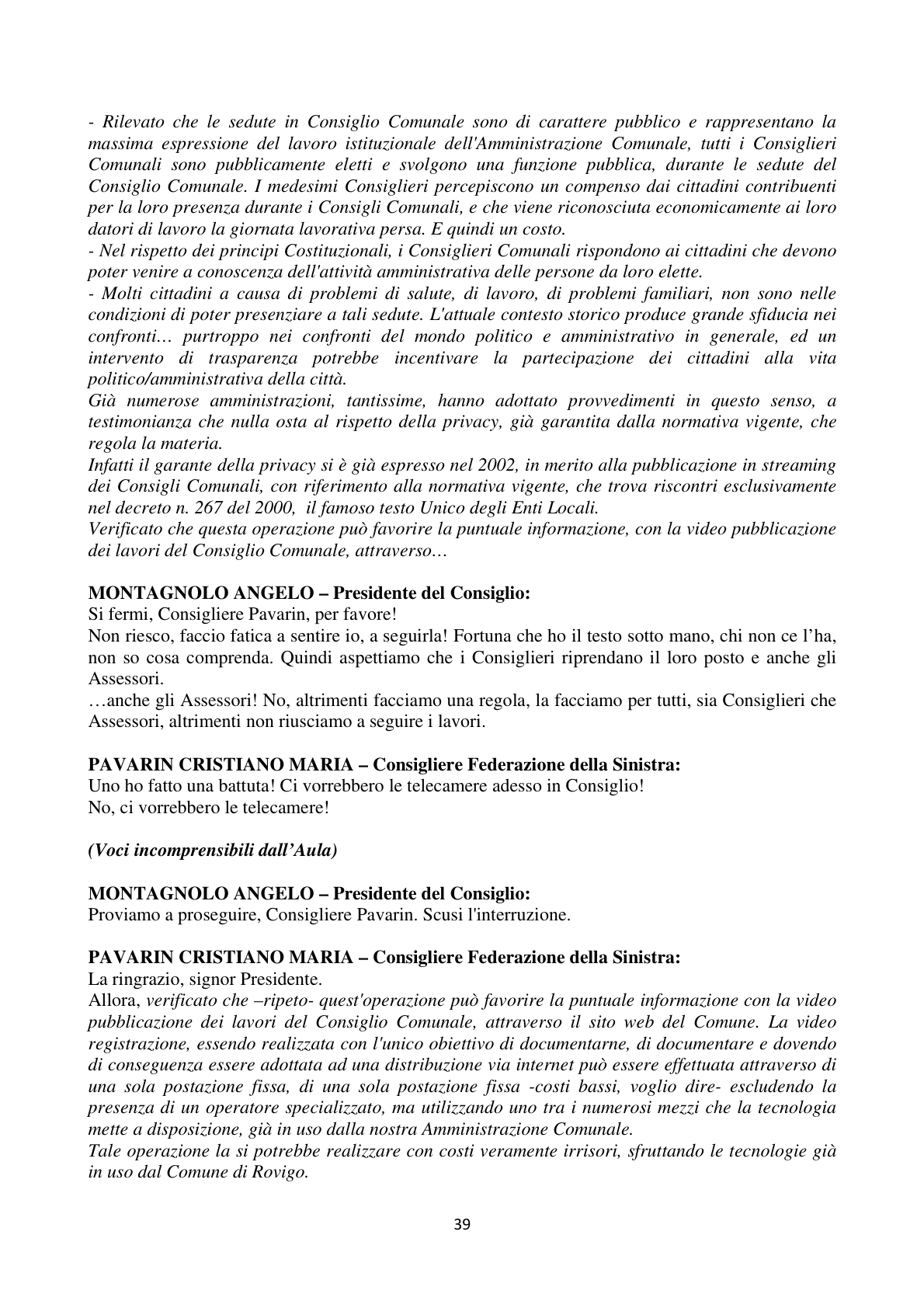 Pagina 39 del verbale