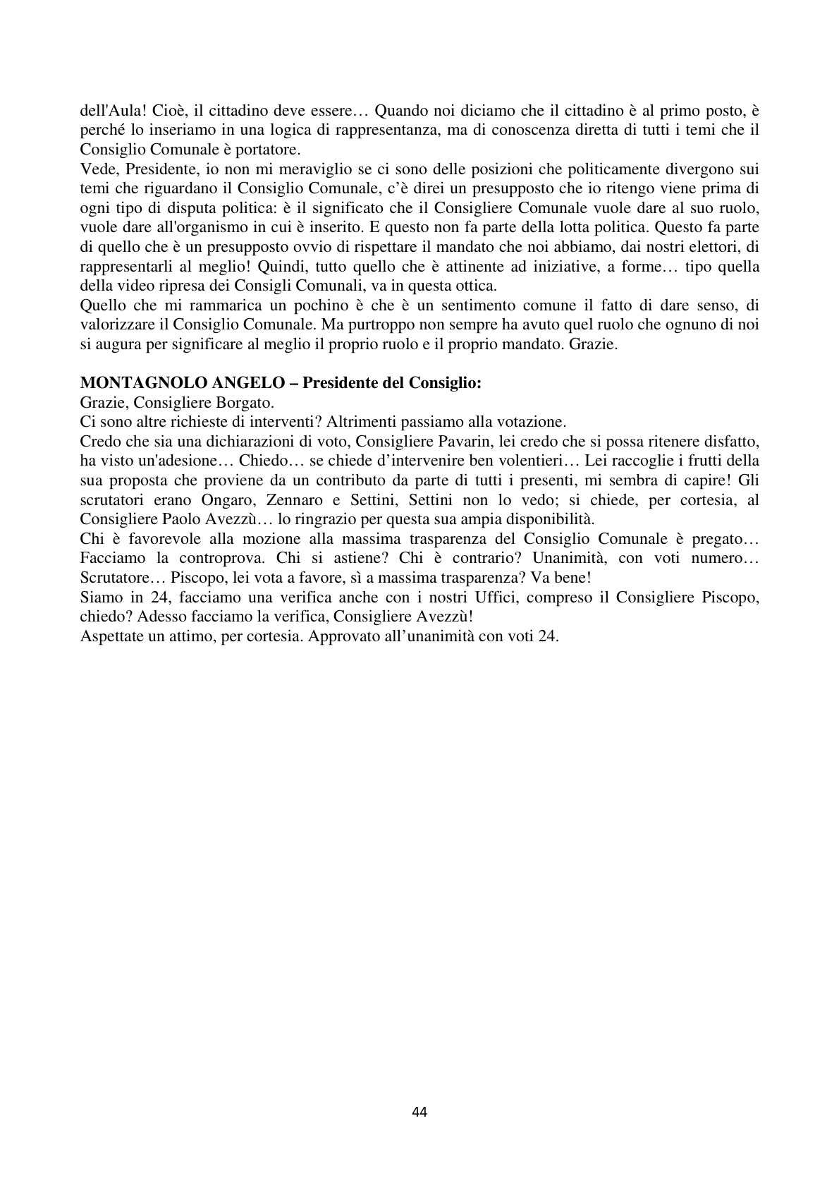 Pagina 44 del verbale