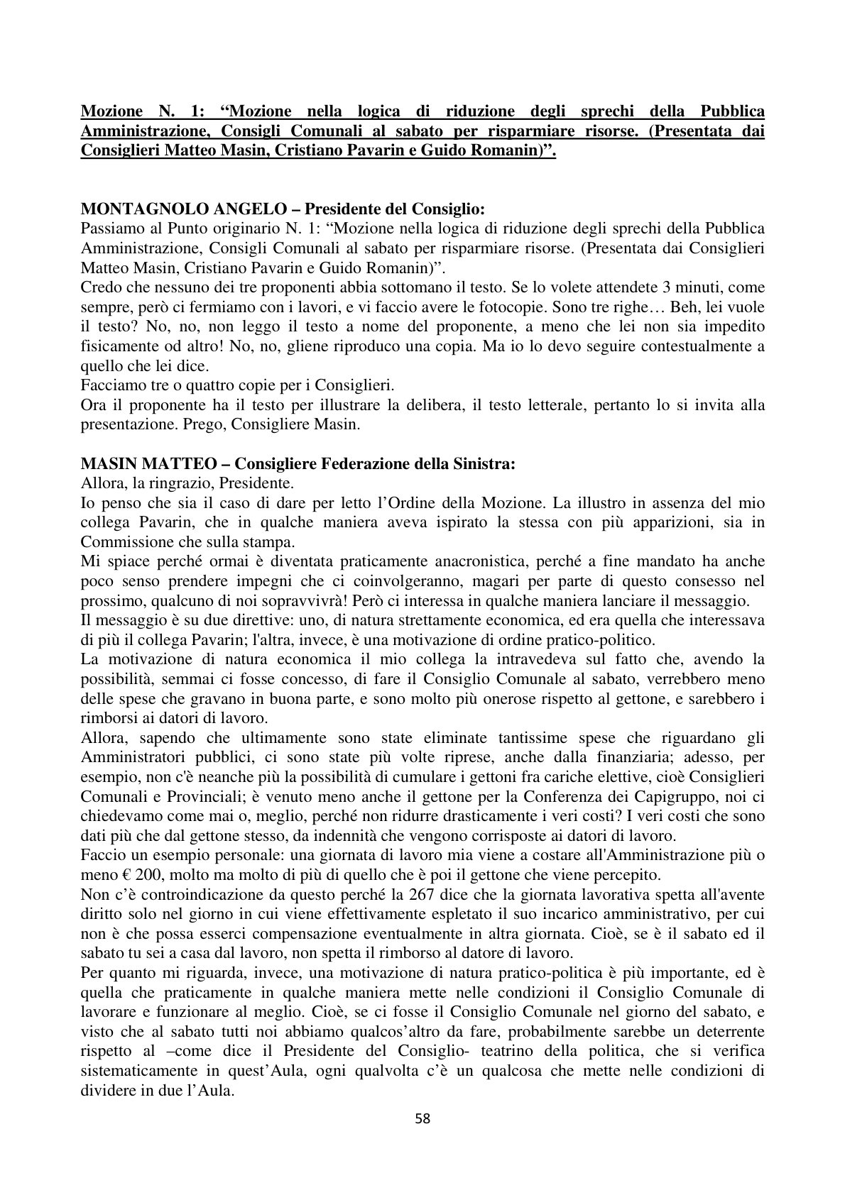 Pagina 58 del verbale