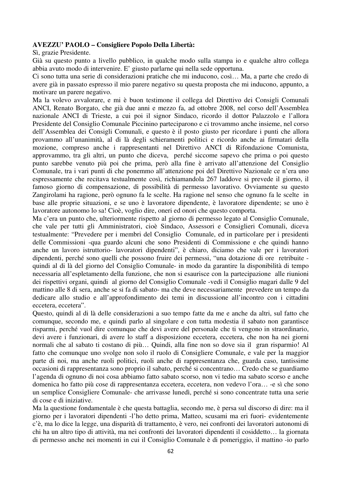 Pagina 62 del verbale