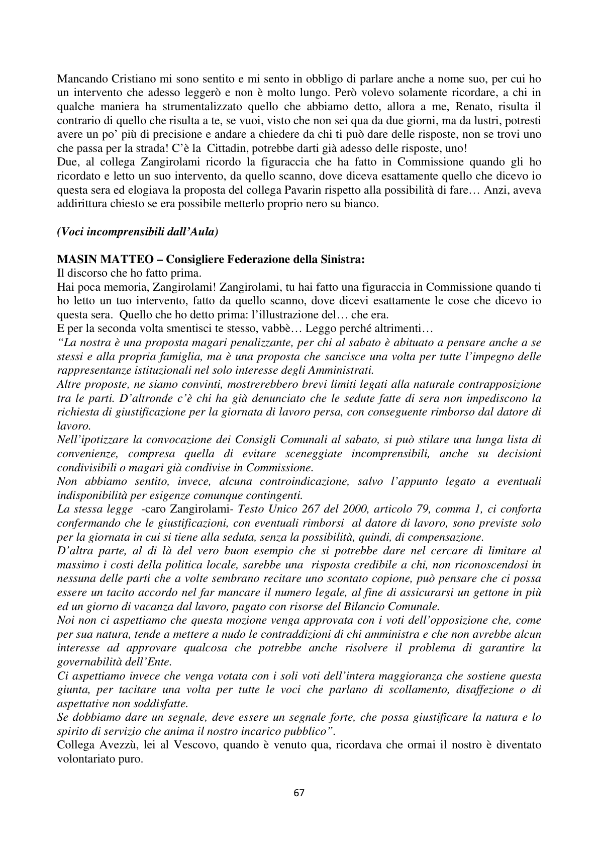 Pagina 67 del verbale