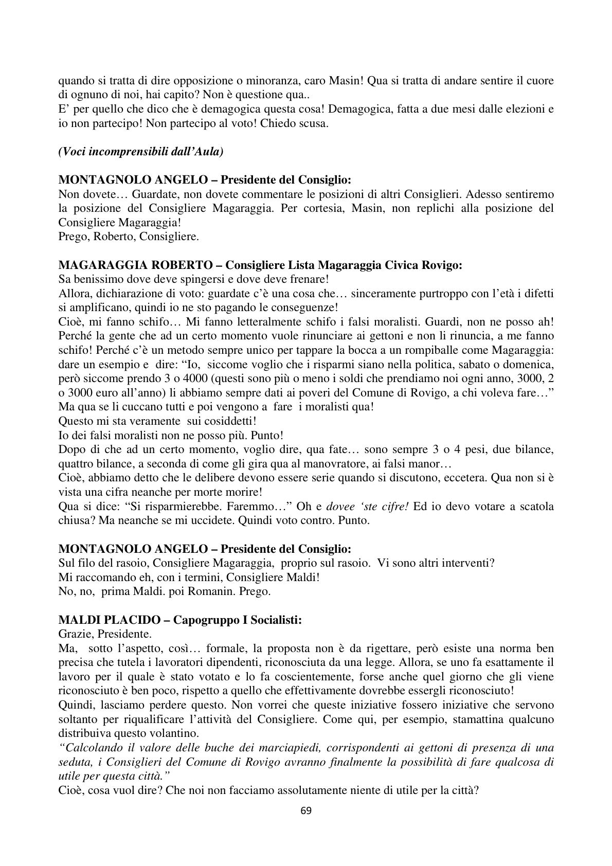 Pagina 69 del verbale